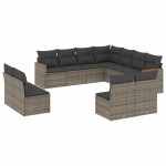 vidaXL Set canapele de grădină cu perne, 11 piese, gri, poliratan vidaXL Set canapele de grădină cu perne, 11 piese, gri, poliratan