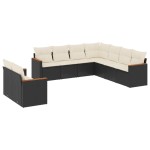 vidaXL Set mobilier de grădină cu perne, 9 piese, negru, poliratan