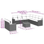 vidaXL Set canapele de grădină cu perne, 10 piese, negru, poliratan