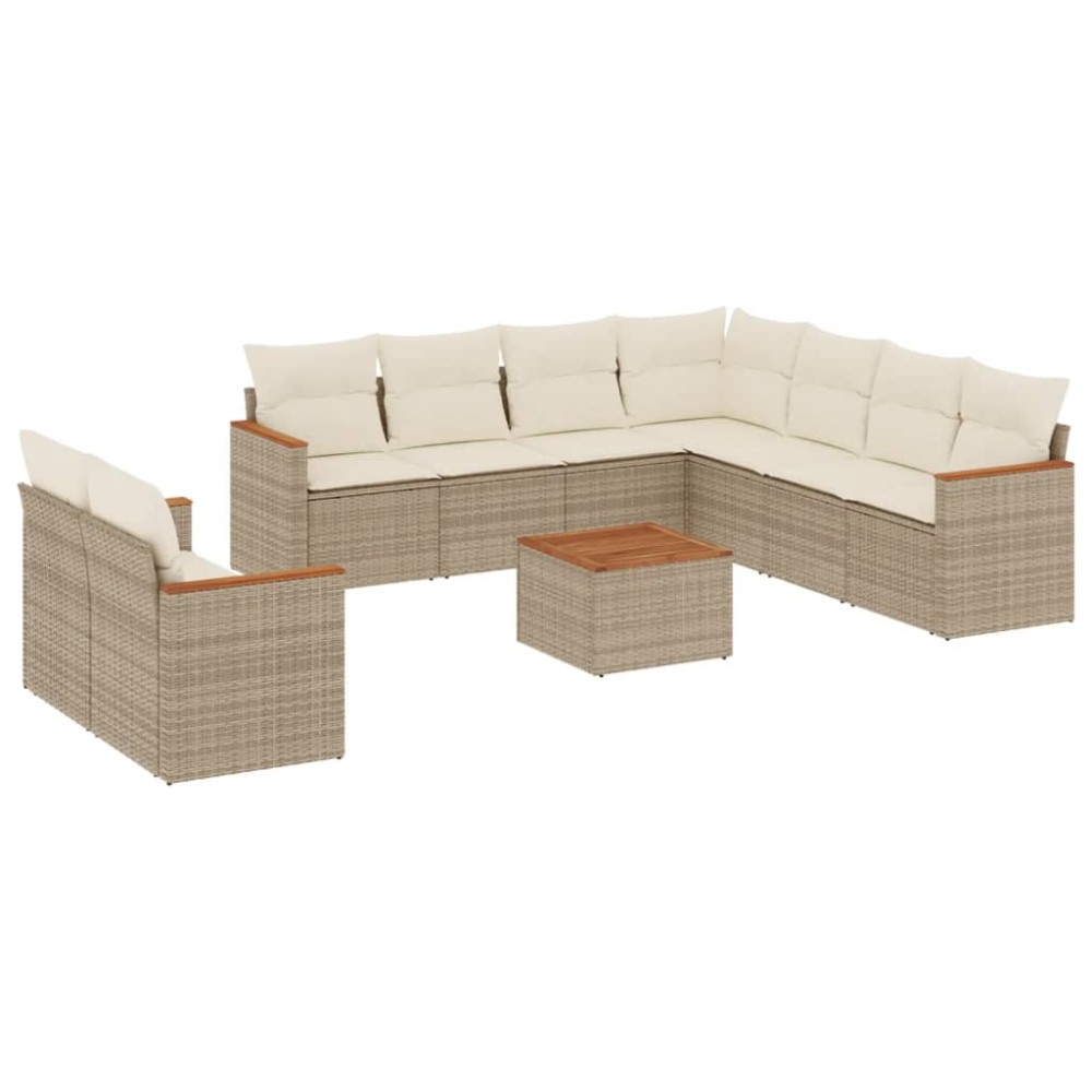 vidaXL Set canapele de grădină cu perne, 10 piese, bej, poliratan