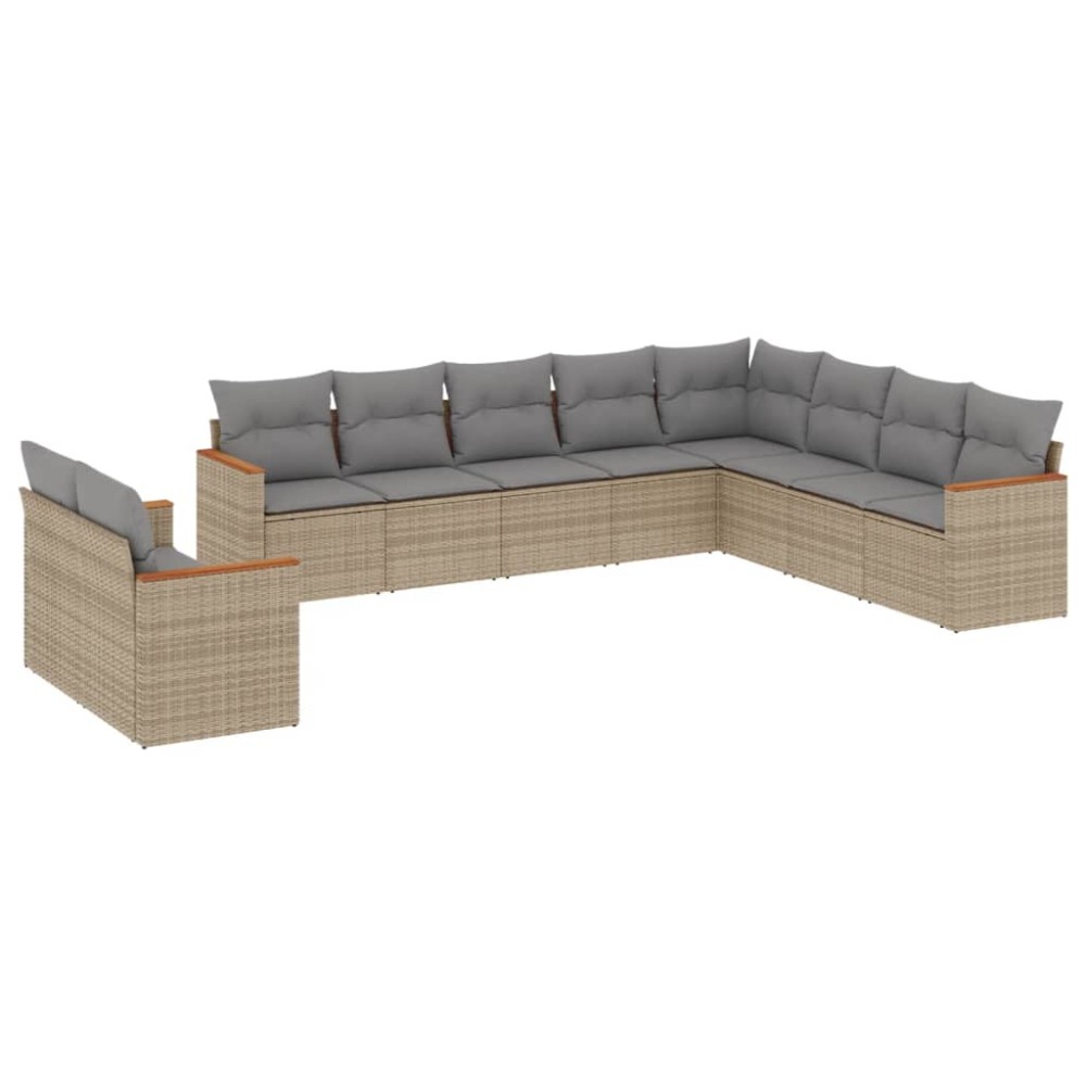 vidaXL Set canapele de grădină cu perne, 10 piese, bej, poliratan