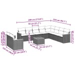 vidaXL Set canapele de grădină cu perne, 11 piese, negru, poliratan