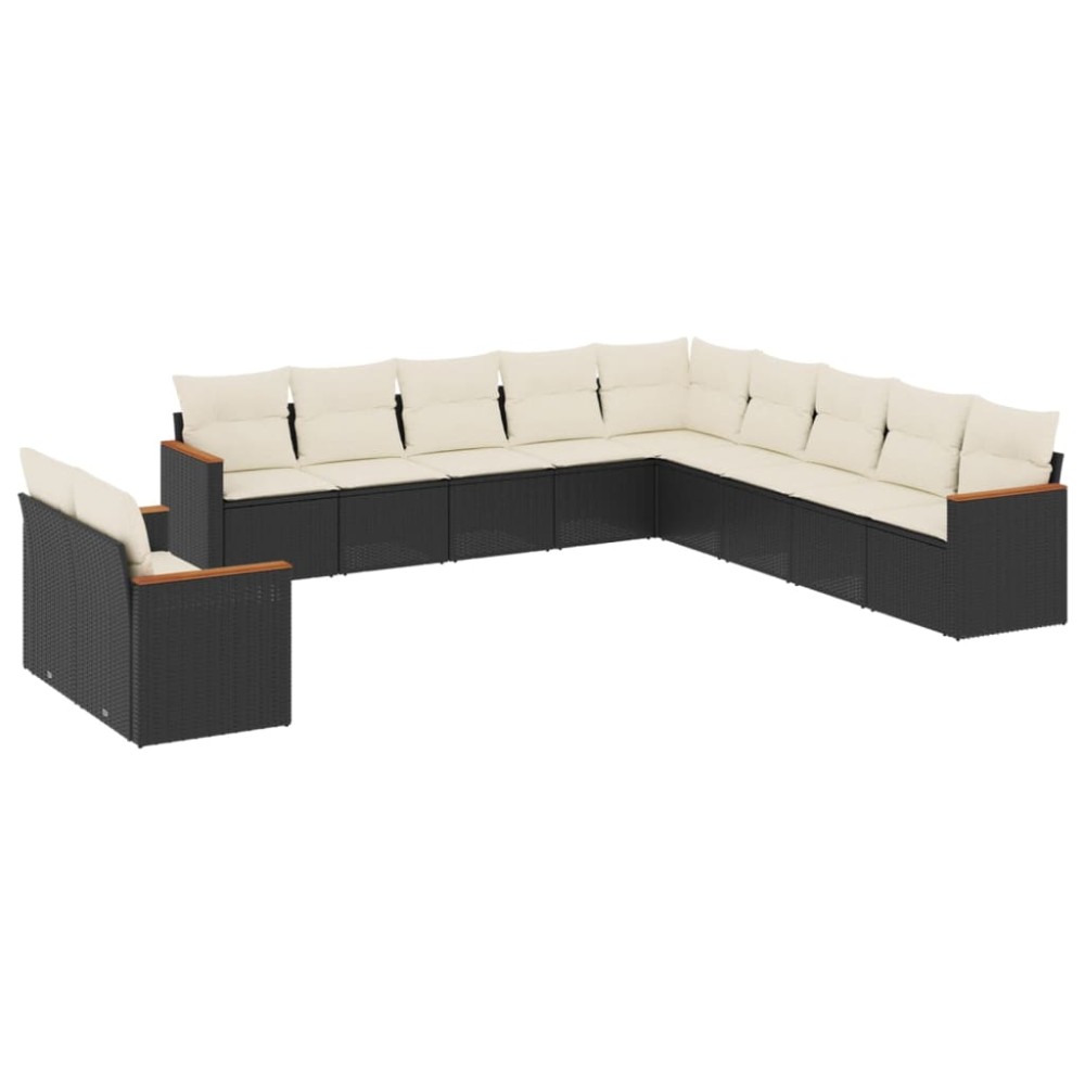 vidaXL Set canapele de grădină cu perne, 11 piese, negru, poliratan
