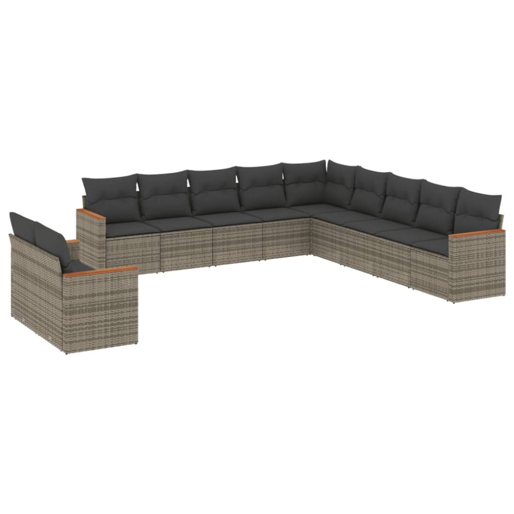 vidaXL Set canapele de grădină cu perne, 11 piese, gri, poliratan