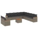 vidaXL Set canapea de grădină cu perne, 12 piese, gri, poliratan vidaXL Set canapea de grădină cu perne, 12 piese, gri, poliratan