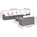 vidaXL Set mobilier de grădină cu perne, 9 piese, negru, poliratan