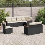 vidaXL Set mobilier de grădină cu perne, 8 piese, negru, poliratan vidaXL Set mobilier de grădină cu perne, 8 piese, negru, poliratan