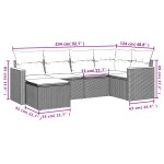 vidaXL Set mobilier grădină cu perne, 6 piese, gri, poliratan