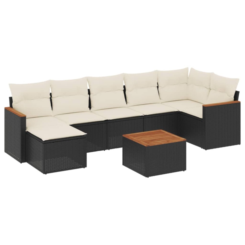 vidaXL Set mobilier de grădină cu perne, 8 piese, negru, poliratan