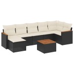 vidaXL Set mobilier de grădină cu perne, 8 piese, negru, poliratan