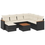 vidaXL Set mobilier de grădină cu perne, 8 piese, negru, poliratan