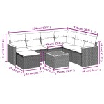 vidaXL Set mobilier de grădină cu perne, 8 piese, negru, poliratan