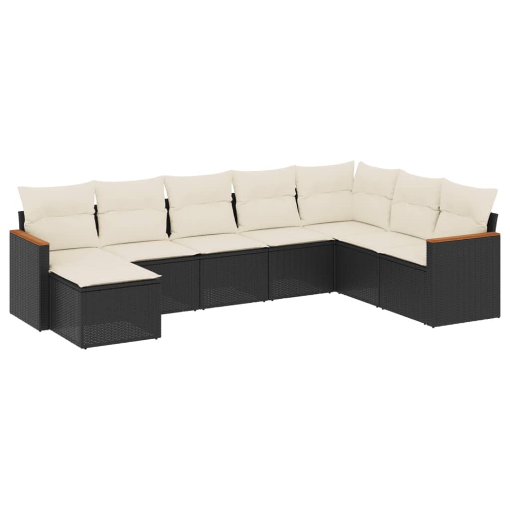 vidaXL Set mobilier de grădină cu perne, 8 piese, negru, poliratan