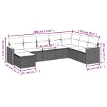 vidaXL Set mobilier de grădină cu perne, 8 piese, negru, poliratan