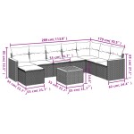 vidaXL Set mobilier de grădină cu perne, 9 piese, negru, poliratan