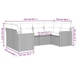 vidaXL Set mobilier grădină cu perne, 6 piese, gri, poliratan