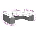 vidaXL Set mobilier de grădină cu perne, 9 piese, negru, poliratan