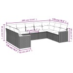 vidaXL Set mobilier de grădină cu perne, 9 piese, negru, poliratan