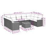 vidaXL Set canapele de grădină cu perne, 10 piese, negru, poliratan
