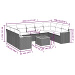 vidaXL Set canapele de grădină cu perne, 10 piese, negru, poliratan