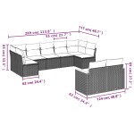 vidaXL Set mobilier de grădină cu perne, 9 piese, negru, poliratan