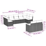 vidaXL Set mobilier de grădină cu perne, 9 piese, negru, poliratan