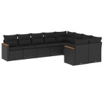 vidaXL Set mobilier de grădină cu perne, 9 piese, negru, poliratan vidaXL Set mobilier de grădină cu perne, 9 piese, negru, poliratan
