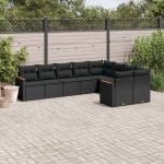 vidaXL Set mobilier de grădină cu perne, 9 piese, negru, poliratan vidaXL Set mobilier de grădină cu perne, 9 piese, negru, poliratan