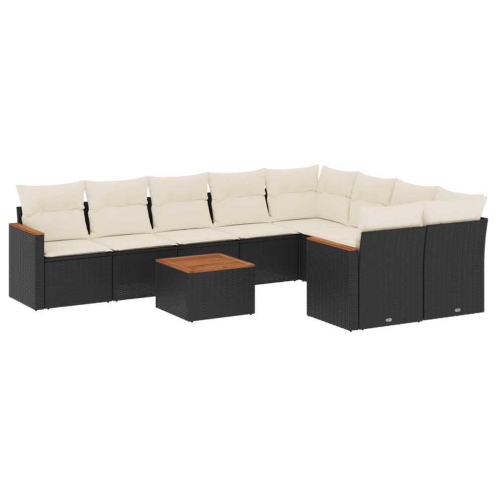 vidaXL Set canapele de grădină cu perne, 10 piese, negru, poliratan