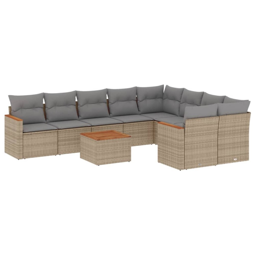 vidaXL Set canapele de grădină cu perne, 10 piese, bej, poliratan