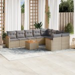 vidaXL Set canapele de grădină cu perne, 10 piese, bej, poliratan