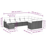 vidaXL Set canapele de grădină cu perne, 10 piese, negru, poliratan