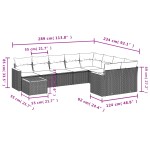 vidaXL Set canapele de grădină cu perne, 10 piese, negru, poliratan
