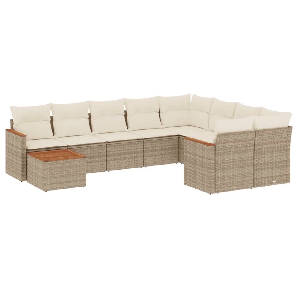 vidaXL Set canapele de grădină cu perne, 10 piese, bej, poliratan
