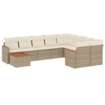 vidaXL Set canapele de grădină cu perne, 10 piese, bej, poliratan