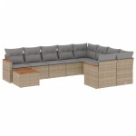 vidaXL Set canapele de grădină cu perne, 10 piese, bej, poliratan