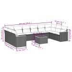 vidaXL Set canapele de grădină cu perne, 11 piese, negru, poliratan