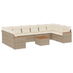 vidaXL Set canapele de grădină cu perne, 11 piese, bej, poliratan
