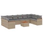 vidaXL Set canapele de grădină cu perne, 11 piese, bej, poliratan