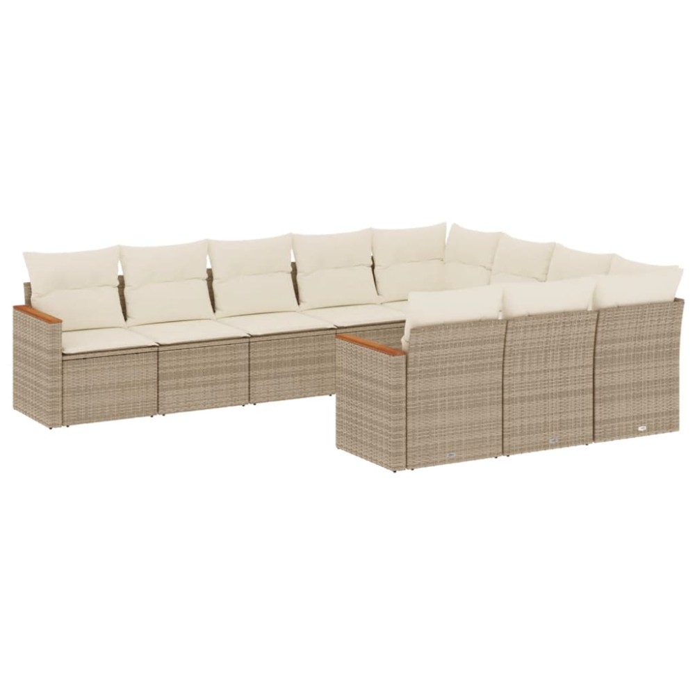vidaXL Set canapele de grădină cu perne, 10 piese, bej, poliratan