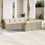 vidaXL Set canapele de grădină cu perne, 10 piese, bej, poliratan