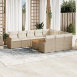 vidaXL Set canapele de grădină cu perne, 11 piese, bej, poliratan vidaXL Set canapele de grădină cu perne, 11 piese, bej, poliratan