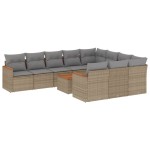 vidaXL Set canapele de grădină cu perne, 11 piese, bej, poliratan vidaXL Set canapele de grădină cu perne, 11 piese, bej, poliratan