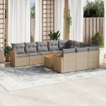 vidaXL Set canapele de grădină cu perne, 11 piese, bej, poliratan vidaXL Set canapele de grădină cu perne, 11 piese, bej, poliratan