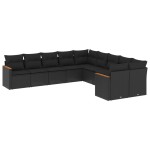 vidaXL Set canapele de grădină cu perne, 10 piese, negru, poliratan