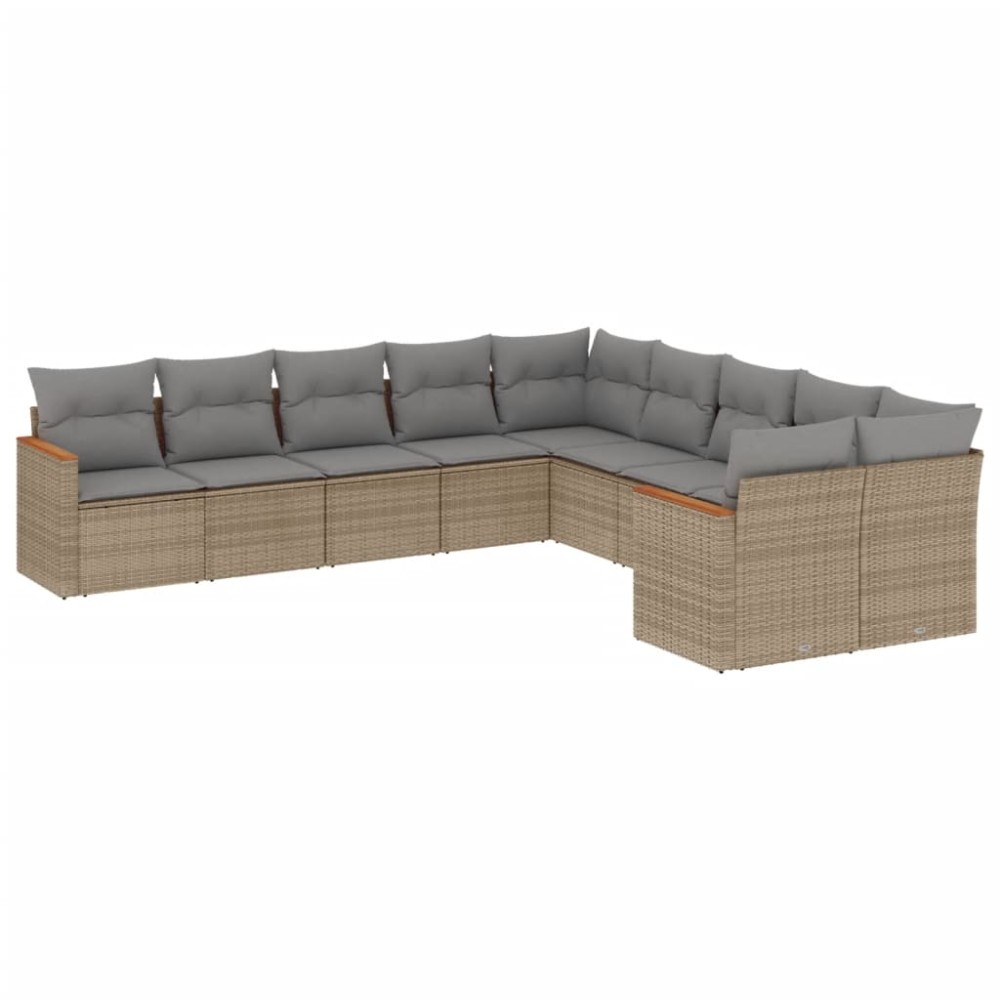 vidaXL Set canapele de grădină cu perne, 10 piese, bej, poliratan