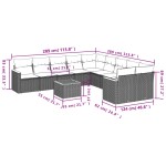 vidaXL Set canapele de grădină cu perne, 11 piese, negru, poliratan