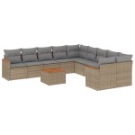 vidaXL Set canapele de grădină cu perne, 11 piese, bej, poliratan