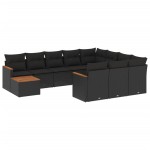 vidaXL Set canapele de grădină cu perne, 11 piese, negru, poliratan vidaXL Set canapele de grădină cu perne, 11 piese, negru, poliratan