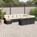 vidaXL Set canapele de grădină cu perne, 11 piese, negru, poliratan vidaXL Set canapele de grădină cu perne, 11 piese, negru, poliratan